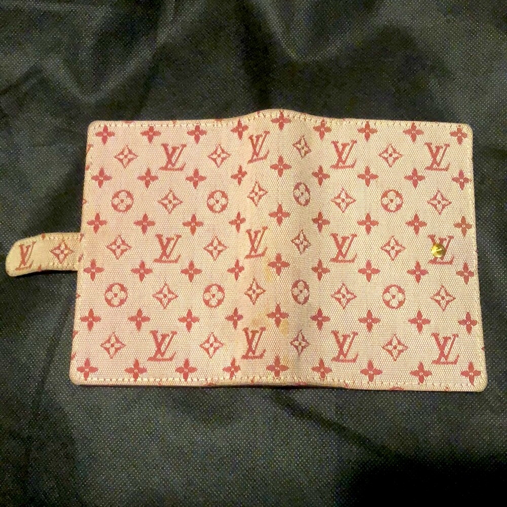 LOUIS VUITTON Mini Lin Red Agenda Binder Passport Holder Credit Card Wallet AUTH - Picture 4 of 17